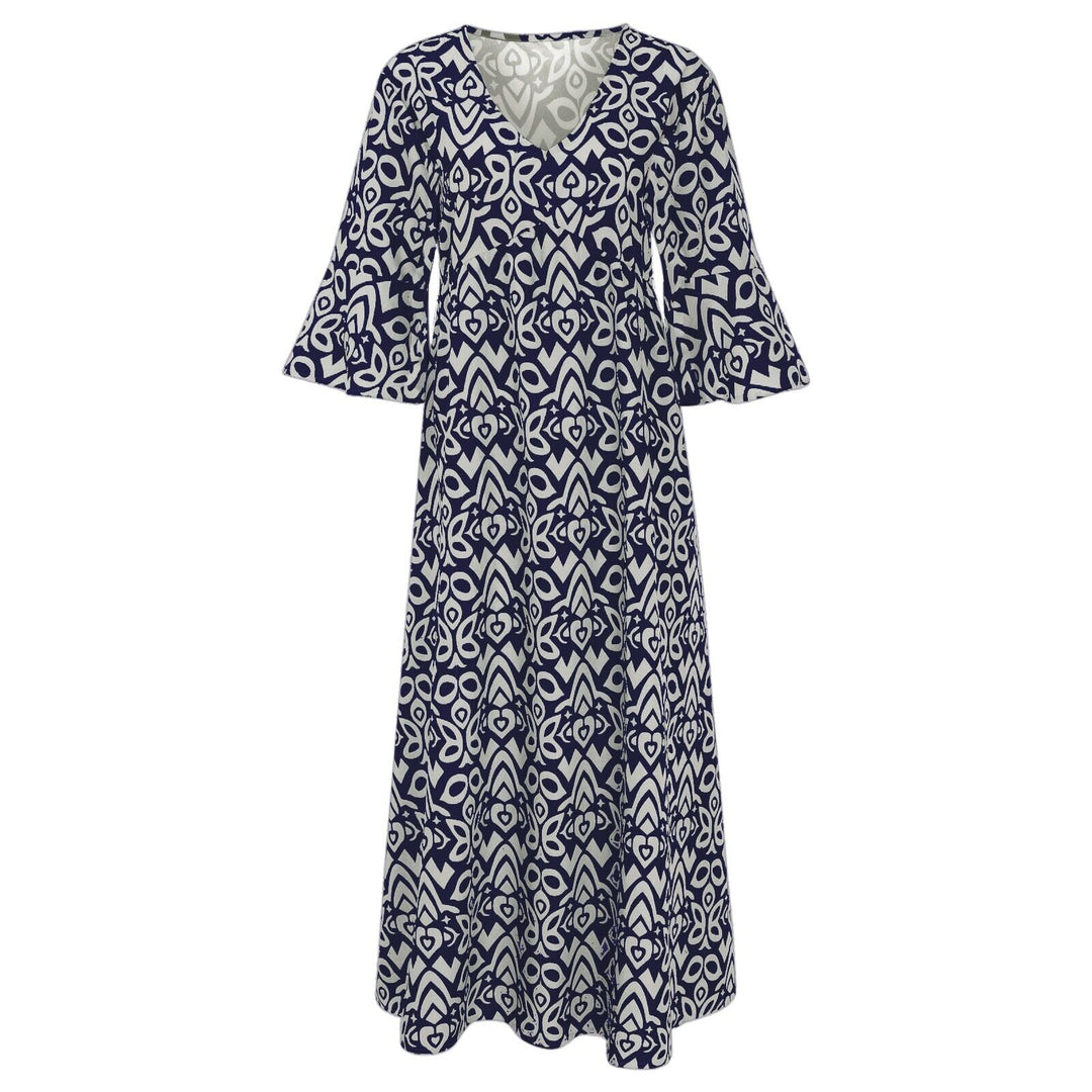 Lange Blumenkleid mit V-Ausschnitt – Liora