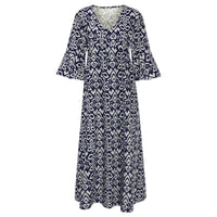 Lange Blumenkleid mit V-Ausschnitt – Liora