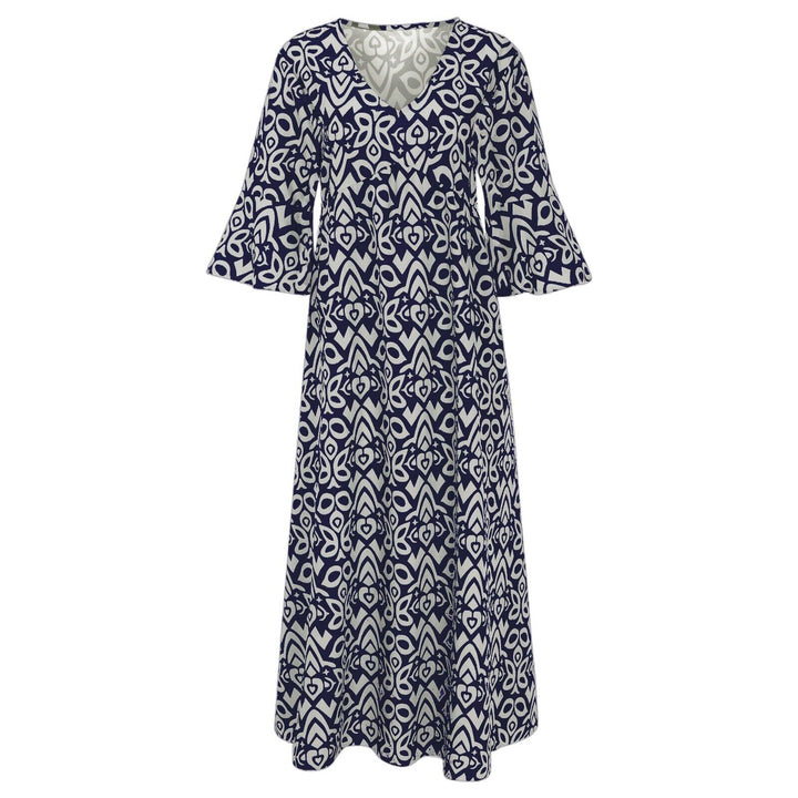 Lange Blumenkleid mit V-Ausschnitt – Liora