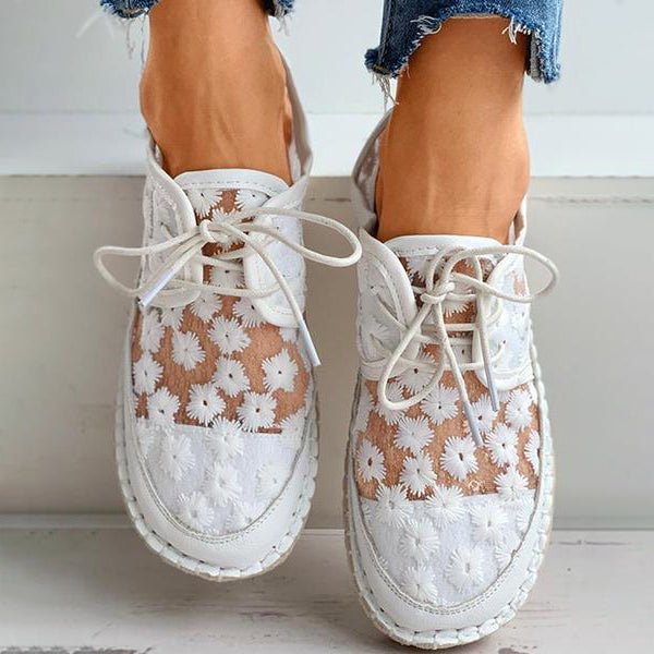 Bestickte Blumenschuhe mit unterstützender Fußbett – Lucine