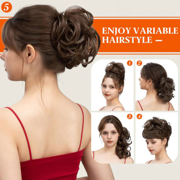 Messy Clip-in Bun mit Seitenclip – Elina