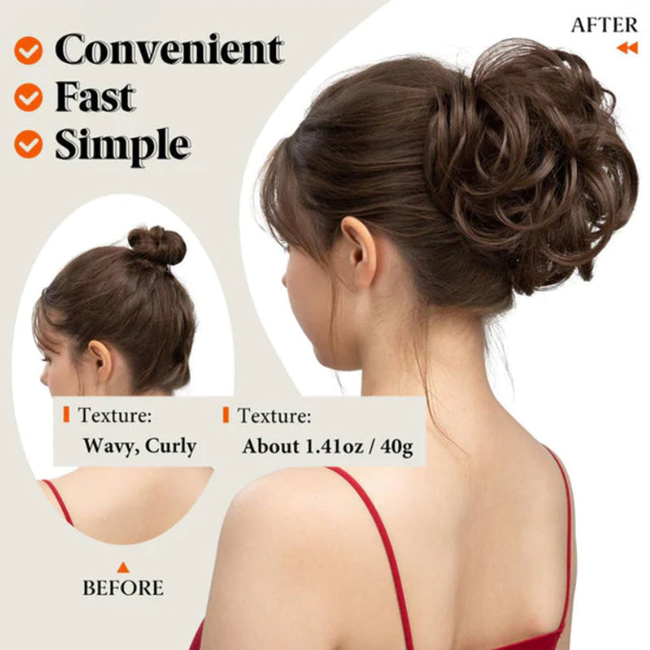 Messy Clip-in Bun mit Seitenclip – Elina