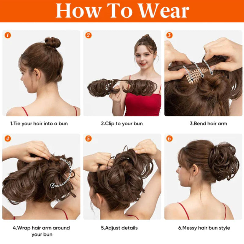 Messy Clip-in Bun mit Seitenclip – Elina