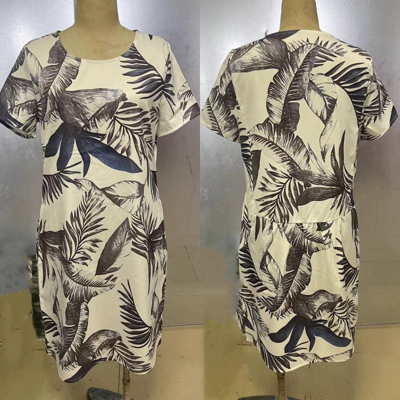 Botanisches Sommerkleid mit Rundhals & floraler A-Linienform – Elvira