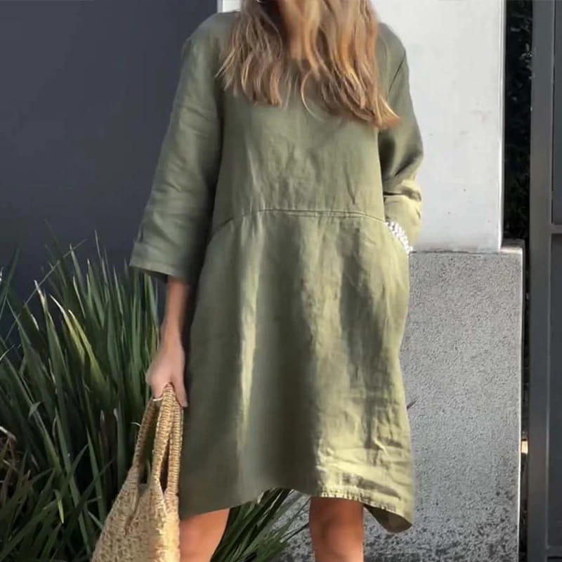 Luftiges Sommerkleid mit lockerer Passform & praktischer Tasche – Malia