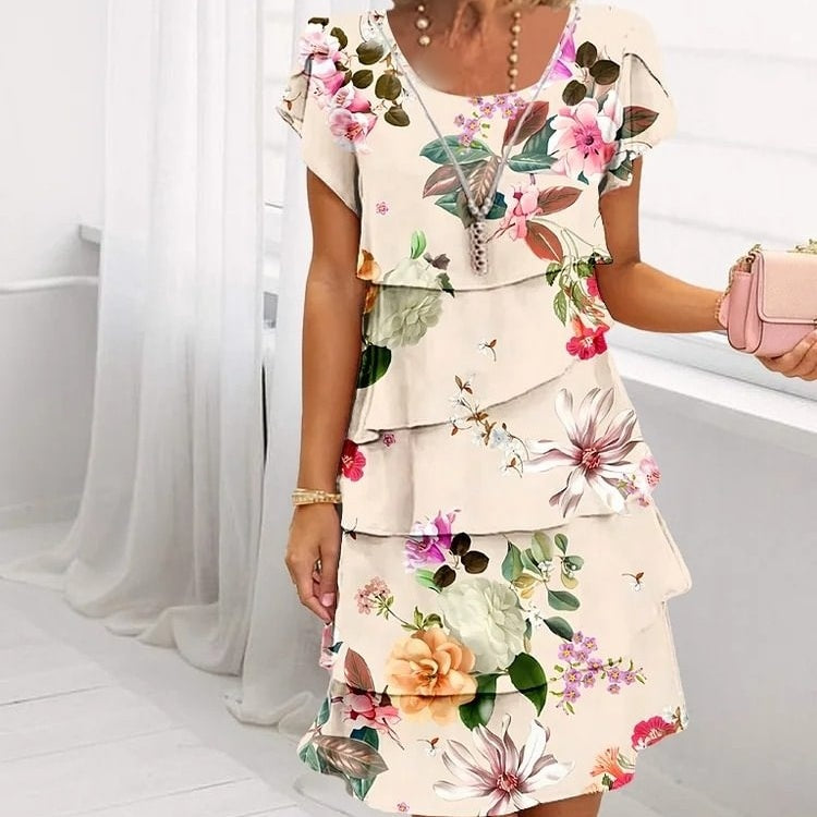 Geblümtes Wasserfall-Sommerkleid mit verstellbaren Trägern – Leona