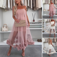 Schulterfreies Tüllkleid mit Volants – Nea
