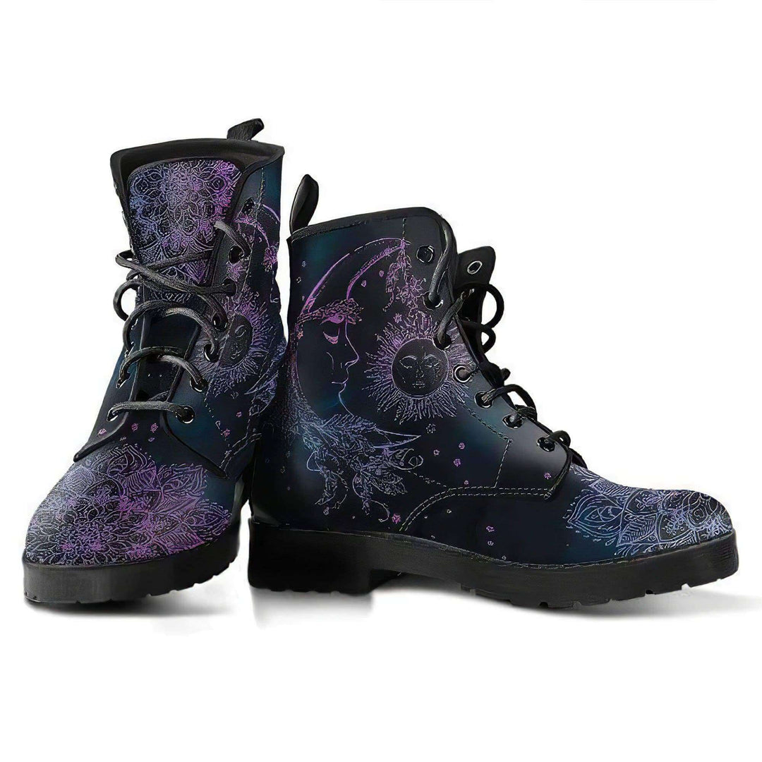 Damen-Stiefeletten mit Herbstlaub- und Mondmotiv – Selene