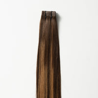 Tape-in Haarverlängerungen – Veloura Tape (Warme Braune Balayage 2+7)