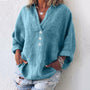Luftige Damen Leinenbluse mit Knopfleiste und V-Ausschnitt – Elodie