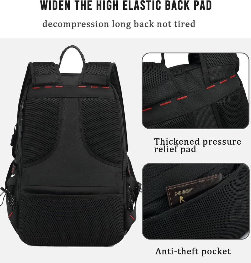 60L Wasserdichter Reise-Laptop-Rucksack mit USB und Schuhfach