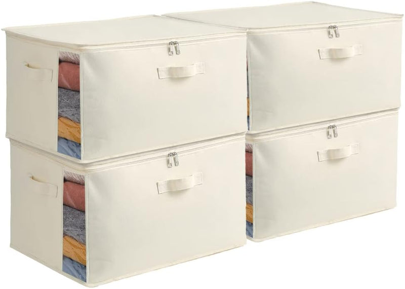 Canvas Kleideraufbewahrungs-Organizer Set – Doppelte Reißverschlusstasche mit Griffen und Sichtfenster