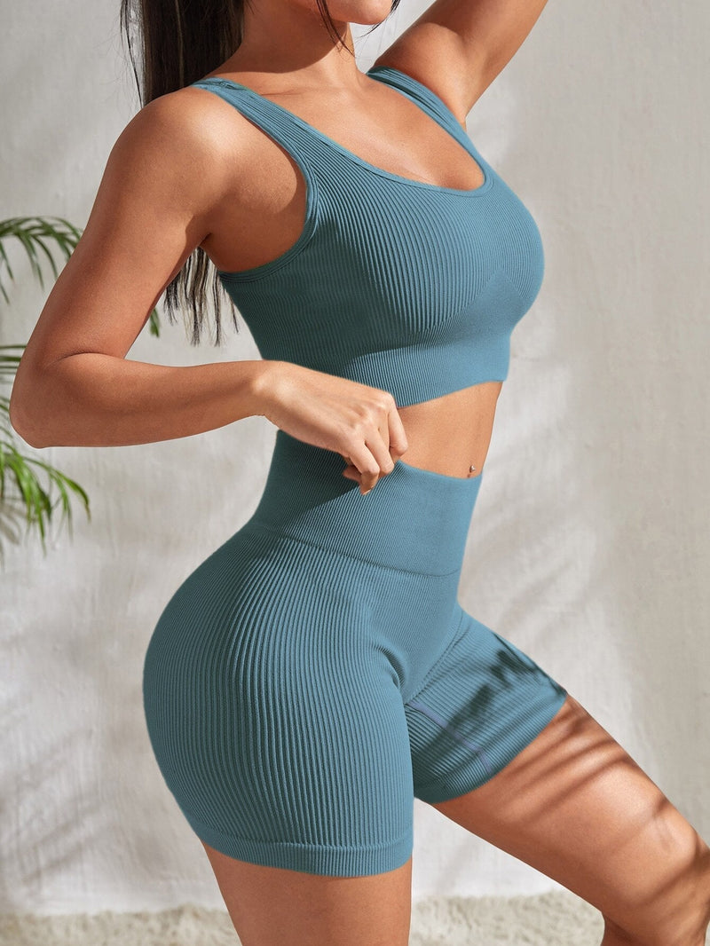 Zweiteiliges Damen Fitness-Set mit Shorts & Sport-Top – Sienna