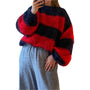 Damen Oversize Strickpullover mit Streifenmuster – Yvonne