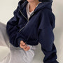 Damen Weste kurz geschnitten mit Kapuze und Oversized Passform – Rinette