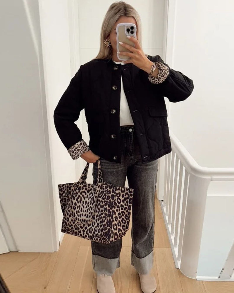 Elegante Damenjacke mit Leopardenfutter – Narela