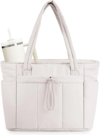 Gepolsterte Puffer Tote mit Becherhalter und Laptopfach für Reisen und Arbeit