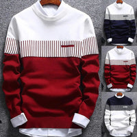 Herren Strickpullover mit Streifen und Colourblock-Design – Matteo
