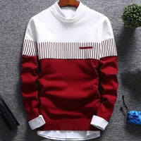 Herren Strickpullover mit Streifen und Colourblock-Design – Matteo