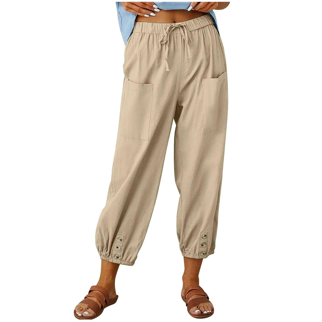 Leichte Sommer-Leinenhose mit Kordelzug & weitem Schnitt – Mira